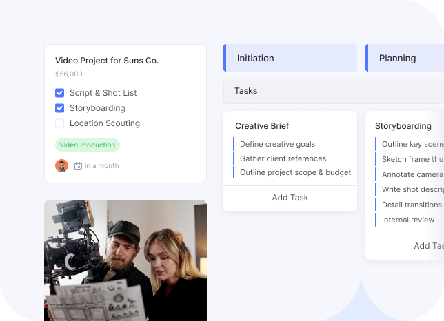 Flowlu - Iniciar projetos de vídeo